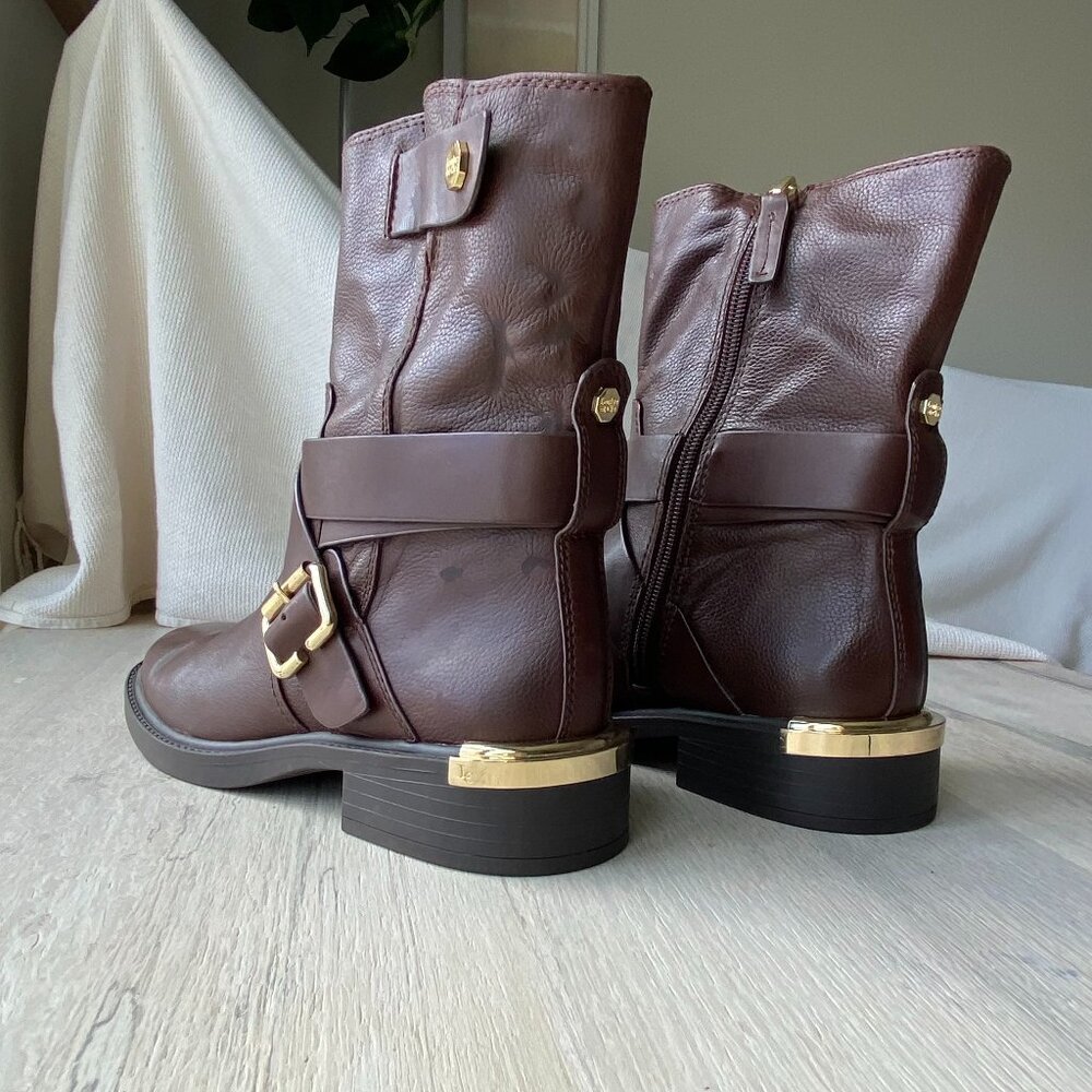 NIB: Louise et Cie Moto Boots: Brown Leather + Gold